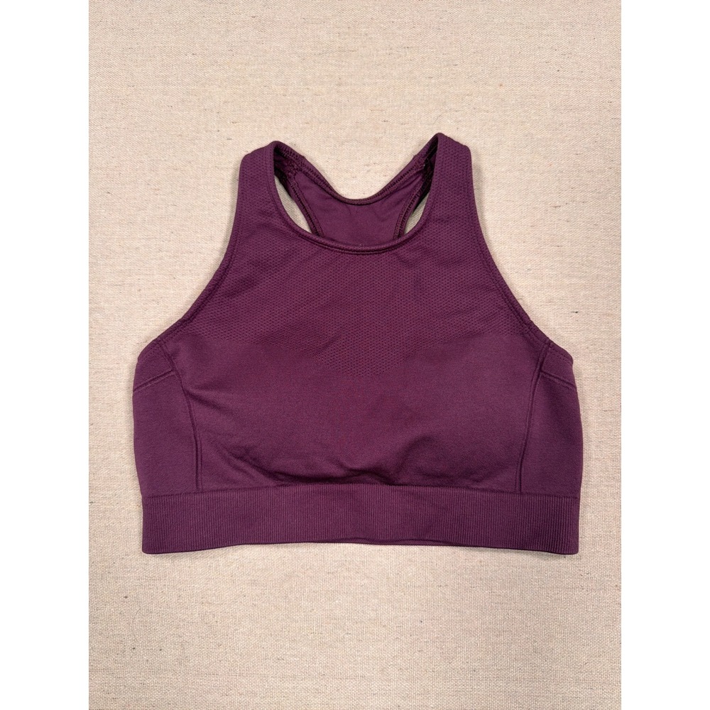 All in Motion Womens Seamless High Neck Racerback Sports Bra Plum Purple Size S